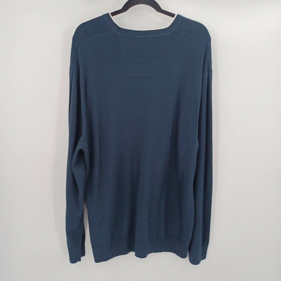 Nautica blue long sleeve sweater mens size XXL white trim cotton blend NEW - Picture 2 of 11